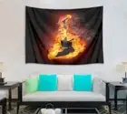 A Big Guitar Emitting Fire 3D Wall Hang Cloth Tapestry Fabric Decorations Decor