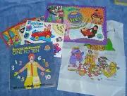 1997 MCDONALD'S NICKELODEON CALENDAR, 4 BOOKS, STICKERS, IRON-ONS & BIB