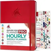 Clever Fox Planner PRO Schedule – Undated Weekly & Monthly Life Planner with Time Slots, Appointment Book & Daily Organizer, A4 (Red)