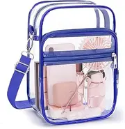 [Blvornl] Clear Crossbody Bag with Adjustable Shoulder Strap, Stadium Approved PVC Clear Purse Bag, Clear Messenger Bag
