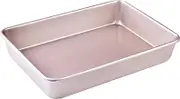Bakeley 13-Inch Rectangle Cake Pan, Non-Stick Loaf Pan Deep Dish Bakeware for Oven Roasting Meat Bread Jelly Roll Battenberg Pizzas Pastries 13.7" x 9.76" X 2.36"(Champagne Gold)