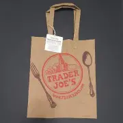 Trader Joe's Reusable Grocery Bag Brown Iconic Tote Washable Strap Latex NEW
