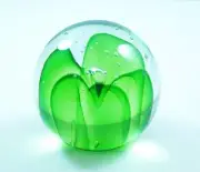 M Design Art Emerald Sommerso Crystal Bubble Glass Ball Paperweight