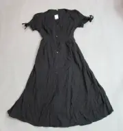 Zexxxy Dress Womens Sz Small Black Button Up Maxi Peasant Cottagecore Modest NWT