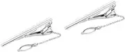 [CONGARTENO] 2pcs Metal Necktie Bar Clip for Men Tie Pinch Clip Clamp Pin Simple Design Spring Tension for Business Casual