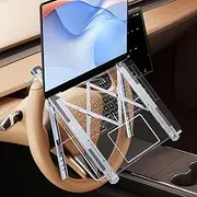 [WISFISSH] Foldable Laptop Stand for Car Steering Wheel,Height Adjustable Metal Car Steering Wheel Table Tray, Car Notebook Riser | Car Reading Stand | Car Tablet Holder for Truck SUV Tesla etc-Silver