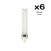 6 PCS UV Light Bulbs 9W Watt G23 Base for Aquarium UVC Sterilizer