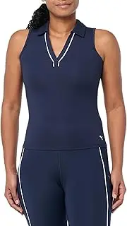 [PUMA] Girls Cloudspun Piped Sl Polo, Deep Navy, Medium