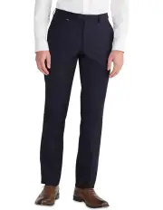 [Van Heusen Black Label] Tailored Dobby Window Pane Suit Pant in Navy