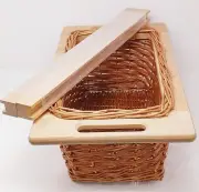 11 5/16" Width Pullout Wicker Baskets with Handles and Beechwood Frame & Runners