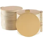 Mini Cake Boards with Tabs 200-Pack Metallic Gold 3.5" Round Base, Plain Blank