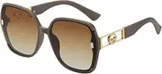 Générique Women's Sunglasses, Retro Rectangle Glasses, 5.55 x 5.71 in UV400 Protection Lenses, Stylish Fashion Design, All Day Comfort Fit for Outdoor Sports, Vacation, Beach Party, Concert