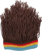 [BESPORTBLE] Weird Wig Hat Knitted Headpiece for Men and Women Fun Party Accessory Unique Hair Style Warm and Stylish Autumn Hat for All Ages Coffee