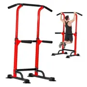 Pull Up Bar, Power Tower Dip Bar, Pull Up Bar Free Standing with 10 Levels Red