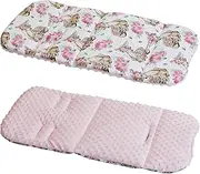 Cotton & Bubble Fleece Pram Insert, Liner Covers 5pt Universal Reversible (Deer and Roses/Pink)