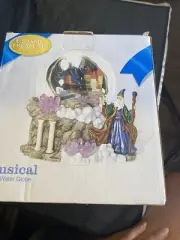 CLASSIC TREASURES WIZARD AND FIRE DRAGON MAGIC BLUE MUSICAL GLOBE