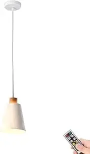 KEFA Modern White Not Hardwired Battery Operated Pendant Light/Ceiling Hanging Lighting, Wireless Battery Run Pendant Lightting Fixture Chandelier for Kitchen Island Living Dining Room Bedroom Hallw