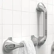 17“ Suction Shower Grab Bar with Indicators, Tool-Free Installation, Steady Handle for Balance Assist for Bathtub, Toilet, Bathroom, Dual Tone, Silver/Gray 2-Pack