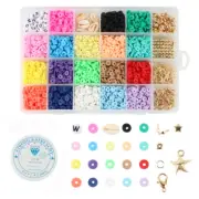 24 Grid Clay Beads DIY 6mm Flat Polymer Kit for Making Bracelets Necklace