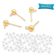 100pcs Ball Post Earring Studs with 100pcs Rubber Earring Safety Backs,Ball