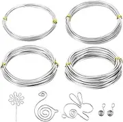 Aluminum Craft Wire, Sculpting Armature Bendable Craft Wire for Jewelry Making, Sculpting, Floral Making, Wreath Making, Crafting, Wire Wrapping, Christmas Ornaments (1mm*5m,1.5mm*5m,2mm*5m,3mm*10m)