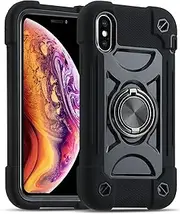 MARKILL Compatible with iPhone XR Case 6.1 Inch with Ring Stand, Heavy-Duty Military Grade Shockproof Phone Cover for iPhone XR 6.1 (Black)