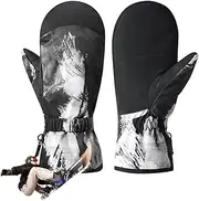 [Generic] Snowboard Gloves | Women's Waterproof Winter Gloves,Graffiti Pattern Warm Winter Gloves, Anti Slip Cold Weather Ski Gloves for Winter Skiing Snowboarding