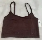 NWT AERIE by AMERICAN EAGLE Womens' Brown Glitter Cami Bra Size Medium $34.95