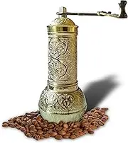 Manual Coffee Grinder, Refillable Turkish Style Coffee and Pepper Grinder, Manual Coffee Mill with Foldable Handle (Gold Color)