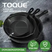 Toque Non Stick Frying Pan Set 3PCS Cast Iron Steak Skillet BBQ Cookware Frypan