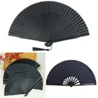Dance Props Black Silk Folding Fan DIY Hand Held Fan Chinese Style Folded Fan