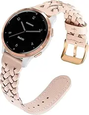 TRUMiRR Women's Replacement Strap for Garmin Venu 3S/Vivoactive 4S 40 mm/Venu 2S Bracelet, 18 mm Genuine Leather Watch Strap, Handmade Braided Strap Bracelet for Garmin Vivomove 3S/Forerunner 255S