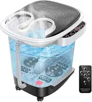 Foot Spa Massager - Heated Bath, Automatic Massage Rollers, Vibration, Bubbles, Digital Adjustable Temperature Control