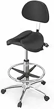 Saddle Stool,Swivel Stool with Backrest,Height-Adjustable Office Chair,Suitable for Home/Office/Beauty Salon,load-Bearing130kg