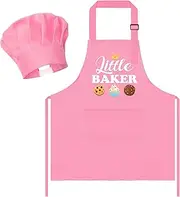 R HORSE Kid Apron Chef Hat Set Adjustable Children Kitchen Apron with Pocket for Cooking Baking Grilling Gardening BBQ Gift