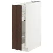 METOD / MAXIMERA base cabinet/pull-out int fittings, white/Sinarp brown, 20x60x80 cm