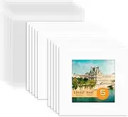 Mat Board Center, Pack of 5 Bevel Cut 12x12 White Mat for 8x8 Photo with White Core Matte Set, Includes 5 Acid Free Mats, 5 Backing Board and 5 Clear Bags