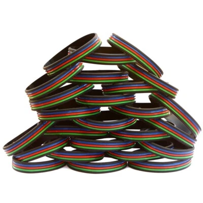 Set of Triple Stripe Wristbands - Bracelets with The Thin Blue, Red, Green Line
