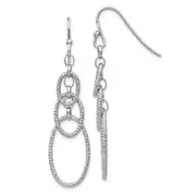 Sterling Silver Textured Dangle Shepherd Hook Earrings