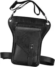 Kdjuope Motorcycle Leg Bag Waist Bum Bag Multi Pocket Design Lightweight Waterproof Riding Travel Hiking Leg Bag Waist Bag, Black