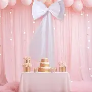 Glitinsel 26 x 44 Inch Big Bow Decoration Detachable Sweep Train Waist Sash Belt for Bride Formal Wedding Dress Birthday Party Coquette Bachelorette Decor Baby Shower Bridal Party Supplies(White)