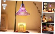 Candle Warmer Lamp With Timer and Dimmer - Adjustable Height, Purple & Walnut
