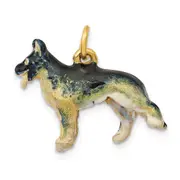 14k Yellow Gold 3D Enameled Medium German Shepherd Charm
