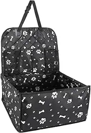 Durable Scratch-Resistant Car Travel Dog Mat with Pockets Comfortable Folding Hammock Dog Car Seat Basket for Small Medium Dogs(Black Bone Print)