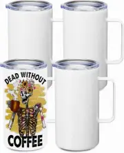 OFFNOVA 20oz Sublimation Tumblers with Handle, 4 Pack 4Pack, White