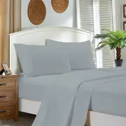 Super Soft Flat & Fitted Sheet Set - Queen Size Bed - Silver