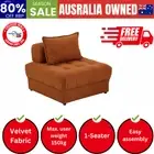 1 Seater Velvet Modular Sofa Lounge Chair with Backrest Brown