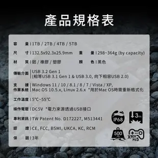 SP A85B 1TB 2TB 4TB 5TB 2.5吋 軍規防震 外接硬碟 防水防塵 行動硬碟 硬碟 HDD 廣穎