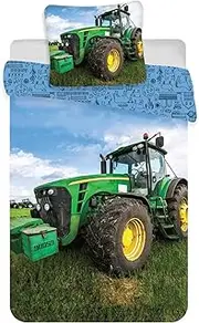 Tractor Baby Bed Linen Set, 2 Pieces, 100% Cotton, Duvet Cover, 100 x 135 cm, Pillowcase, 40 x 60 cm, Small Children's Bed Linen
