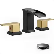 Brass Bathroom Faucets Waterfall 4-16 Inch Black and Gold